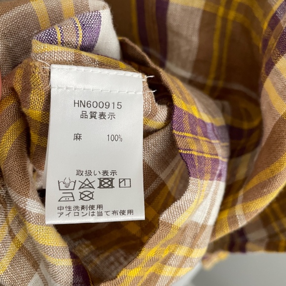 Ichi Antiquites Plaid Linen Button Front Shirt - Picture 7 of 9